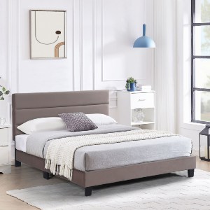 woo-47085 PRIMO ΚΡΕΒΑΤΙ ΔΙΠΛΟ ΓΙΑ ΣΤΡΩΜΑ 150X200CM, ΥΦΑΣΜΑ CAPPUCCINO, ΜΕ ΚΕΦΑΛΑΡΙ ΠΟΛΛΑΠΛΩΝ ΘΕΣΕΩΝ