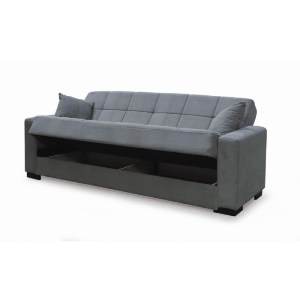 woo-47169 CARSON ΚΑΝΑΠΕΣ – ΚΡΕΒΑΤΙ ΜΕ ΑΠΟΘΗΚΕΥΤΙΚΟ ΧΩΡΟ, 3ΘΕΣΙΟΣ ΥΦΑΣΜΑ ΓΚΡΙ