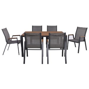 woo-47386_e-00025584_1-huge VIRNA SET ΤΡΑΠΕΖΑΡΙΑ: ΤΡΑΠΕΖΙ + 6 ΠΟΛΥΘΡΟΝΕΣ, ΜΕΤΑΛΛΟ ΒΑΦΗ ΑΝΘΡΑΚΙ, POLYWOOD ΦΥΣΙΚΟ