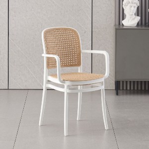 woo-47439 FLORENCE ΠΟΛΥΘΡΟΝΑ PP ΑΣΠΡΟ, PP RATTAN ΜΠΕΖ, ΣΤΟΙΒΑΖΟΜΕΝΗ