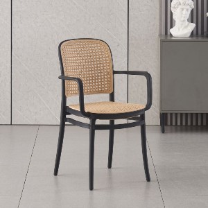 woo-47442 FLORENCE ΠΟΛΥΘΡΟΝΑ PP ΜΑΥΡΟ, PP RATTAN ΜΠΕΖ, ΣΤΟΙΒΑΖΟΜΕΝΗ