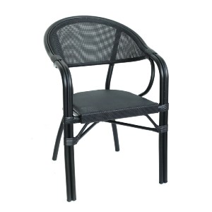woo-47513 VEGERA ΠΟΛΥΘΡΟΝΑ DINING ΑΛΟΥΜΙΝΙΟ ΒΑΦΗ ΜΑΥΡΟ TEXTILENE ΜΑΥΡΟ, ΣΤΟΙΒΑΖΟΜΕΝΗ