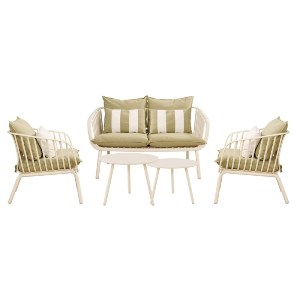 woo-47589 ASTRID SET ΣΑΛΟΝΙ ΚΗΠΟΥ 5ΤΕΜ, PP & ΜΕΤΑΛΛΟ CREAM, ΜΑΞΙΛΑΡΙΑ SANDY GREEN