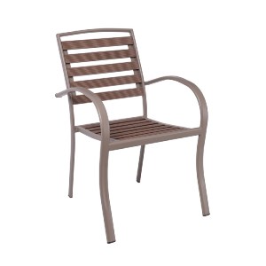 woo-47704 SERRANO SET ΚΗΠΟΥ: ΤΡΑΠΕΖΙ + 6 ΠΟΛΥΘΡΟΝΕΣ, ΜΕΤΑΛΛΟ ΒΑΦΗ SAND BEIGE, POLYWOOD ΚΑΡΥΔΙ