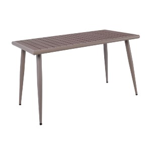woo-47705 SERRANO SET ΚΗΠΟΥ: ΤΡΑΠΕΖΙ + 6 ΠΟΛΥΘΡΟΝΕΣ, ΜΕΤΑΛΛΟ ΒΑΦΗ SAND BEIGE, POLYWOOD ΚΑΡΥΔΙ