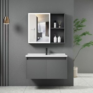 woo-47779 IDEA-1 SET ΕΠΙΠΛΟ ΚΡΕΜΑΣΤΟ ΜΠΑΝΙΟΥ ΓΚΡΙ, ΚΑΘΡΕΠΤΗΣ LED + ΠΑΓΚΟΣ ΜΕ ΝΙΠΤΗΡΑ ΚΑΙ ΜΠΑΤΑΡΙΑ
