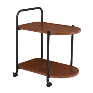 woo-47901 TROLLEY - ΒΟΗΘΗΤΙΚΟ ΤΡΑΠΕΖΑΚΙ ΜΕΤΑΛΛΟ ΒΑΦΗ ΜΑΥΡΟ, MDF WITH PVC ΑΠΟΧΡΩΣΗ ΚΑΡΥΔΙ