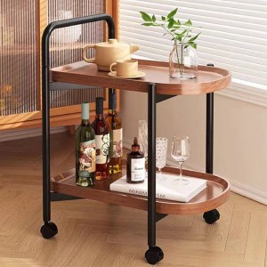 woo-47902 TROLLEY - ΒΟΗΘΗΤΙΚΟ ΤΡΑΠΕΖΑΚΙ ΜΕΤΑΛΛΟ ΒΑΦΗ ΜΑΥΡΟ, MDF WITH PVC ΑΠΟΧΡΩΣΗ ΚΑΡΥΔΙ
