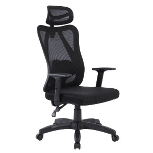 woo-47904 BF3750 ΠΟΛΥΘΡΟΝΑ ΓΡΑΦΕΙΟΥ ΔΙΕΥΘΥΝΤΗ, MESH ΜΑΥΡΟ, ΜΠΡΑΤΣΑ UP-DOWN