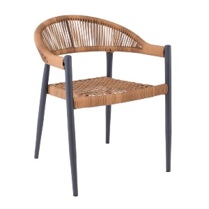 woo-47911 ZENYA ΠΟΛΥΘΡΟΝΑ ΒΕΡΑΝΤΑΣ-ΚΗΠΟΥ ΜΕΤΑΛΛΟ ΒΑΦΗ ΑΝΘΡΑΚΙ, ROPE WICKER ΦΥΣΙΚΟ, ΣΤΟΙΒΑΖΟΜΕΝΗ