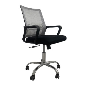woo-47921 BF2110 ΠΟΛΥΘΡΟΝΑ ΓΡΑΦΕΙΟΥ ΜΕΤΑΛΛΟ ΧΡΩΜΙΟ, MESH ΓΚΡΙ - ΜΑΥΡΟ