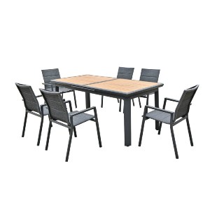 woo-47954 NAPOLI ΤΡΑΠΕΖΙ DINING ΚΗΠΟΥ- ΒΕΡΑΝΤΑΣ, ΑΛΟΥΜΙΝΙΟ ΒΑΦΗ ΜΑΥΡΟ ΕΠΙΦΑΝΕΙΑ ALU ΑΠΟΧΡΩΣΗΣ ΞΥΛΟΥ