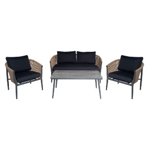 woo-47958 GASBA SET ΣΑΛΟΝΙ ΚΗΠΟΥ 4ΤΕΜ, ALU ΑΝΘΡΑΚΙ, ROPE WICKER ΦΥΣΙΚΟ, ΜΑΞΙΛΑΡΙΑ ΣΚΟΥΡΟ ΓΚΡΙ