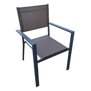 woo-47975 AMIRAL ΠΟΛΥΘΡΟΝΑ DINING ΣΤΟΙΒΑΖΟΜΕΝΗ, AΛΟΥΜΙΝΙΟ ΑΝΘΡΑΚΙ - TEXTILENE CAPPUCCINO