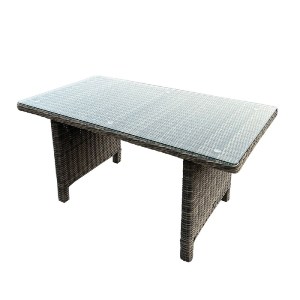 woo-47981 ARIZONA ΤΡΑΠΕΖΙ DINING ΒΕΡΑΝΤΑΣ - ΚΗΠΟΥ ALU, WICKER GREY BROWN, ΓΥΑΛΙ TEMPERED 5MM