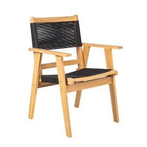 woo-48009 COFFEE DINING ΠΟΛΥΘΡΟΝΑ ΒΕΡΑΝΤΑΣ - ΚΗΠΟΥ, ΞΥΛΟ ΑΚΑΚΙΑ ΦΥΣΙΚΟ, ROPE WICKER ΜΑΥΡΟ