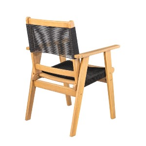 woo-48011 COFFEE DINING ΠΟΛΥΘΡΟΝΑ ΒΕΡΑΝΤΑΣ - ΚΗΠΟΥ, ΞΥΛΟ ΑΚΑΚΙΑ ΦΥΣΙΚΟ, ROPE WICKER ΜΑΥΡΟ