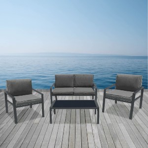 woo-48086 RIVIAN SET ΣΑΛΟΝΙ ΚΗΠΟΥ 4ΤΕΜ, ΜΕΤΑΛΛΟ ΒΑΦΗ ΑΝΘΡΑΚΙ, ΜΑΞΙΛΑΡΙΑ ΓΚΡΙ