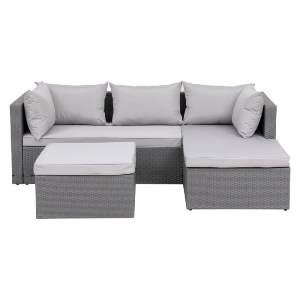 woo-48183 CORNER SET WICKER, ΓΩΝΙΑ ΜΕ ΣΚΑΜΠΟ, ΑΠΟΧΡΩΣΗ ΑΝΟΙΧΤΟ ΓΚΡΙ