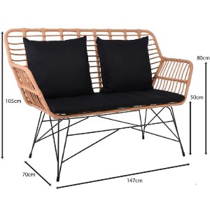 woo-48430_e-00023948_9-huge SALSA MAX LIVING ΚΑΝΑΠΕΣ ΚΗΠΟΥ 2ΘΕΣΙΟΣ, ΜΕΤΑΛΛΟ ΒΑΦΗ ΜΑΥΡΟ, WICKER ΦΥΣΙΚΟ, ΜΑΞΙΛΑΡΙΑ ΜΑΥΡΟ
