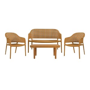 woo-48730 MALAGA SET ΣΑΛΟΝΙ ΚΗΠΟΥ 4ΤΕΜ, PP-UV ΚΡΟΚΙ