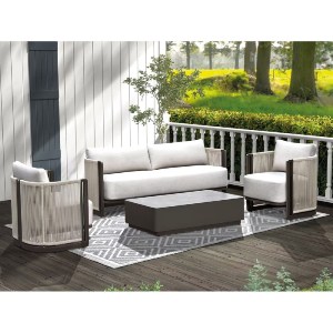 woo-50770 BOSTON LIVING SET ΣΑΛΟΝΙ ΚΑΘΙΣΤΙΚΟ ΚΗΠΟΥ - ΒΕΡΑΝΤΑΣ ALU ΑΝΘΡΑΚΙ - ΜΠΕΖ