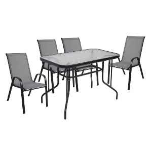 woo-50835_e-00026559-huge RIO SET ΤΡΑΠΕΖΑΡΙΑ ΚΗΠΟΥ ΜΕΤΑΛΛΟ ΒΑΦΗ ΜΑΥΡΟ, TEXTILENE ΓΚΡΙ: ΤΡΑΠΕΖΙ + 4 ΠΟΛΥΘΡΟΝΕΣ