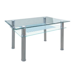 woo-96425 VERON ΤΡΑΠΕΖΙ ΤΡΑΠΕΖΑΡΙΑΣ ΚΟΥΖΙΝΑΣ INOX - ΓΥΑΛΙ