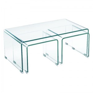 woo-97907 GLASSER ΤΡΑΠΕΖΑΚΙΑ (1+2) ΣΑΛΟΝΙΟΥ - ΚΑΘΙΣΤΙΚΟΥ / ΔΙΑΦΑΝΟ ΓΥΑΛΙ 12MM