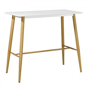 woo-99522 LAVIDA ΤΡΑΠΕΖΙ BAR ΜΕΤΑΛΛΟ ΒΑΦΗ ΦΥΣΙΚΟ, ΑΣΠΡΟ MDF