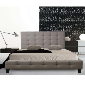 woo-99784 FIDEL ΚΡΕΒΑΤΙ ΔΙΠΛΟ ΓΙΑ ΣΤΡΩΜΑ 160X200CM, PU ΑΠΟΧΡΩΣΗ CAPPUCCINO