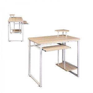 woo-99872 ΓΡΑΦΕΙΟ Η/Υ ΜΕΤΑΛΛΙΚΟ WHITE/MDF BEECH & ΒΑΣΗ Η/Υ