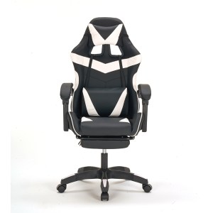 zougris-01.0411 A9937 ΜΑΥΡΟ/ΛΕΥΚΟ PVC ΠΟΛΥΘΡΟΝΑ GAMING/ΜΕ ΥΠΟΠΟΔΙΟ