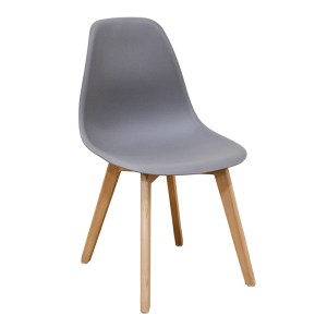 Zougris - 10.0096.S ΚΑΡΕΚΛΑ ΤΡΑΠΕΖΑΡΙΑΣ ΞΥΛΙΝΗ 4ΤΜΧ LOFT PLUS ΓΚΡΙ PP 46X46X41-81ΕΚ.