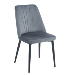 zougris-11.1633 OLIVIA GREY VELVET/PU ΚΑΡΕΚΛΑ ΜΕΤΑΛΛΙΚΗ