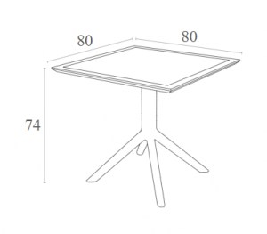 Zougris - 20.0244 SKY WHITE 80X80X74ΕΚ. ΤΡΑΠΕΖΙ ΠΟΛ/ΝΙΟΥ