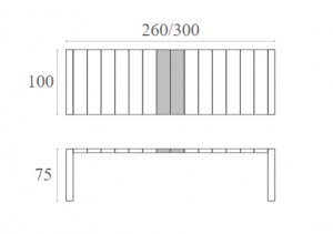Zougris - 20.0581 VEGAS DARK GREY 100X260/300Χ75ΕΚ. ΕΠΕΚΤ.ΤΡΑΠΕΖΙ ΠΟΛ/ΝΙΟΥ