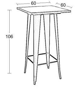 Zougris - 24.0219 TEXAS ΜΠΑΡ ΜΑΥΡΟ ΜΑΤ ΤΡΑΠ. 60Χ60Χ106ΕΚ.WOOD TOP