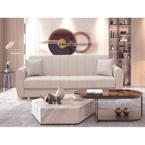 Zougris - 40.0127 ELVA LIGHT BROWN ΥΦΑΣΜΑ 3ΘΕΣΙΟΣ ΚΑΝΑΠΕΣ/ΚΡΕΒΑΤΙ ΜΕ ΑΠΟΘ.ΧΩΡΟ 210X80ΕΚ.