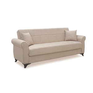 Zougris - 40.0138 LENA LIGHT BROWN ΥΦΑΣΜΑ 3ΘΕΣΙΟΣ ΚΑΝΑΠΕΣ/ΚΡΕΒΑΤΙ ΜΕ ΑΠΟΘ.ΧΩΡΟ 210X80ΕΚ.
