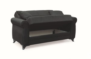 zougris-40.0300 LENA BLACK ΥΦΑΣΜΑ 2ΘΕΣΙΟΣ ΚΑΝΑΠΕΣ/ΚΡΕΒΑΤΙ ΜΕ ΑΠΟΘ.ΧΩΡΟ 150Χ80ΕΚ.