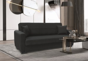 zougris-40.0305 ANIMA BLACK ΥΦΑΣΜΑ 3ΘΕΣΙΟΣ ΚΑΝΑΠΕΣ/ΚΡΕΒΑΤΙ ΜΕ ΑΠΟΘ.ΧΩΡΟ 210X80ΕΚ.