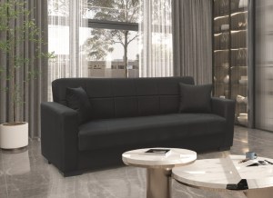 zougris-40.0308 ROVER BLACK ΥΦΑΣΜΑ 3ΘΕΣΙΟΣ ΚΑΝΑΠΕΣ/ΚΡΕΒΑΤΙ ΜΕ ΑΠΟΘ.ΧΩΡΟ 210X80ΕΚ.