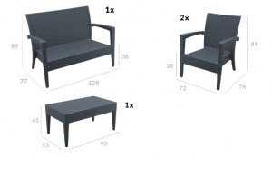 Zougris - 53.0050 MIAMI ΣΕΤ DARK GREY(2ΠΟ+1ΚΑ+ΤΡΑΠ92Χ53+ΜΑ ΠΟΛ/ΝΙΟΥ