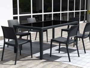 zougris-53.0201 TAHITI DARK GREY 180Χ94Χ75ΕΚ. ΤΡΑΠΕΖΙ ΜΕ ΤΖΑΜΙ ΠΟΛ/ΝΙΟΥ