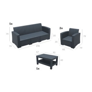 Zougris - 53.0810 MONACO DARK GREY ΣΕΤ 3ΘΕΣ.ΚΑΝΑΠΕ ΜΕ ΜΑΞ. ΠΟΛ/ΝΙΟΥ