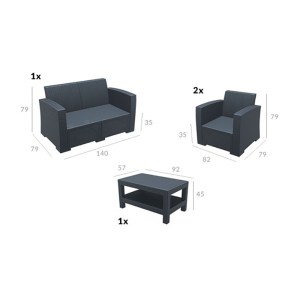 Zougris - 53.0821 MONACO DARK GREY ΣΕΤ 2ΘΕΣ.ΚΑΝΑΠΕ ΜΕ ΜΑΞ. ΠΟΛ/ΝΙΟΥ